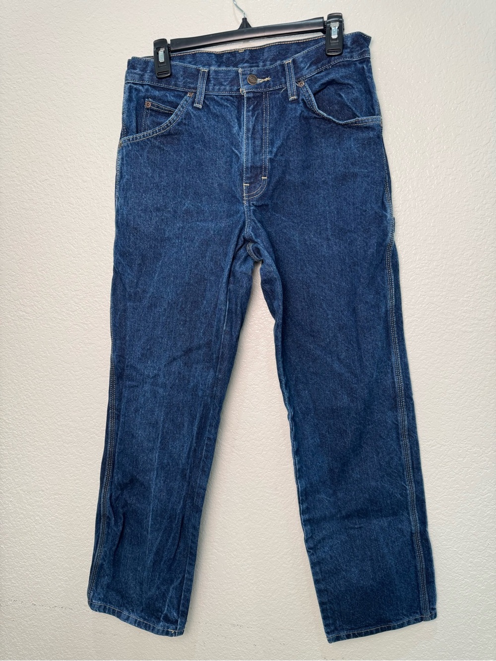 Dickies Mens 30x30 Carpenter Jeans Blue Denim Workwear Hammer Loop 100% Cotton